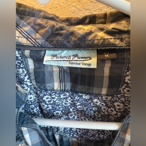 Packers & Pioneers Superieur Vintage Blue Plaid Shirt Dress/ Size Medium - Picture 2 of 8